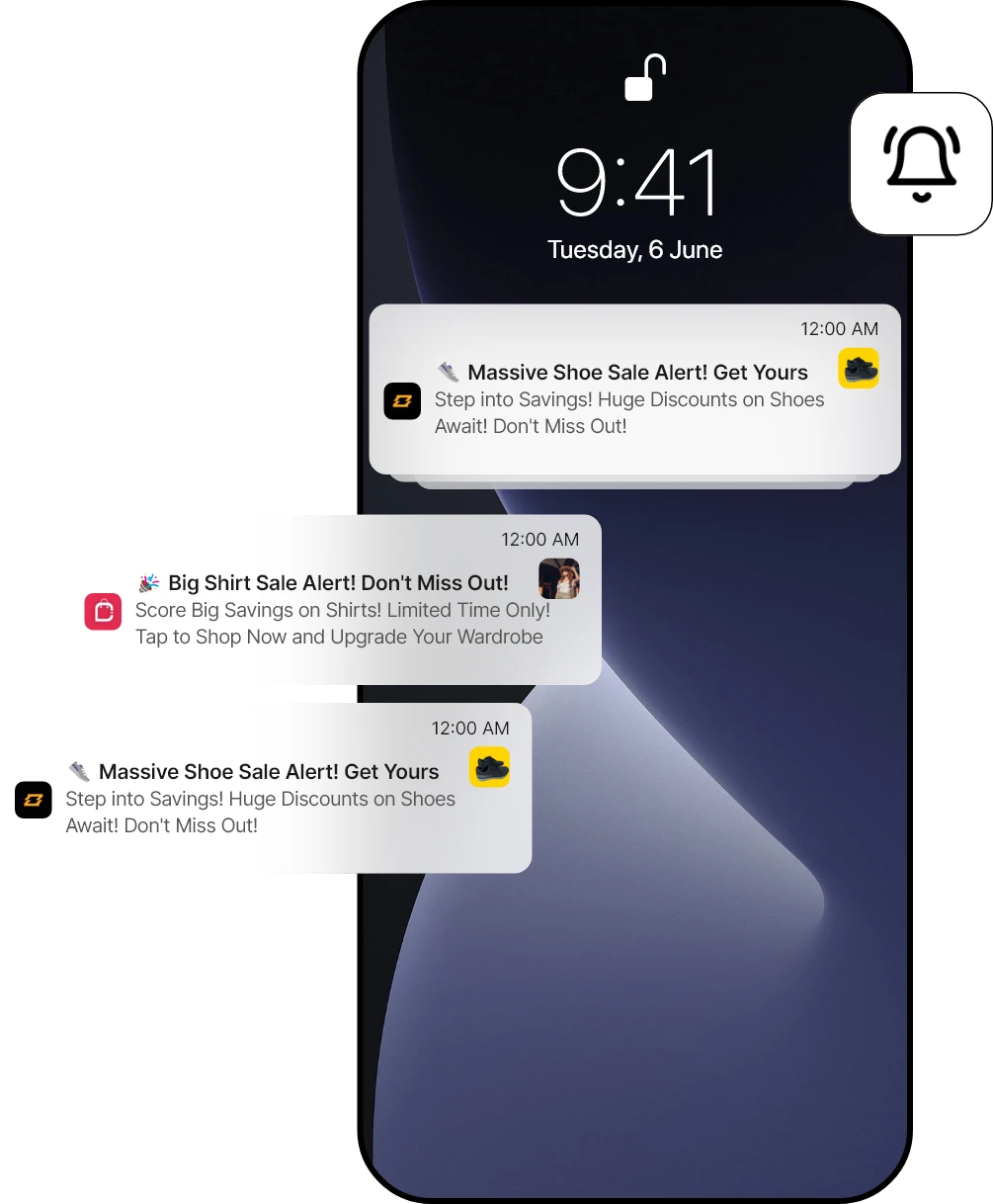 Mobile app with push notification alerts and real-time updates